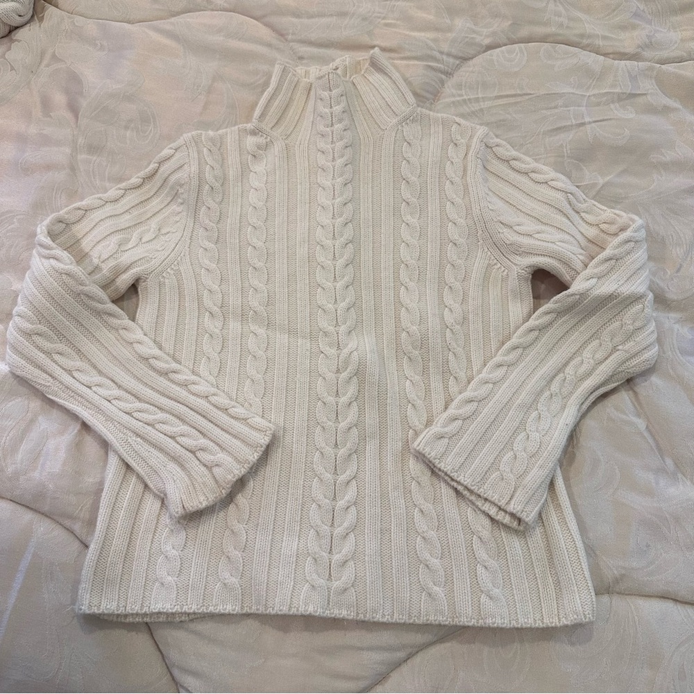 Kate Hill Cream Cable Knit Turtleneck Sweater